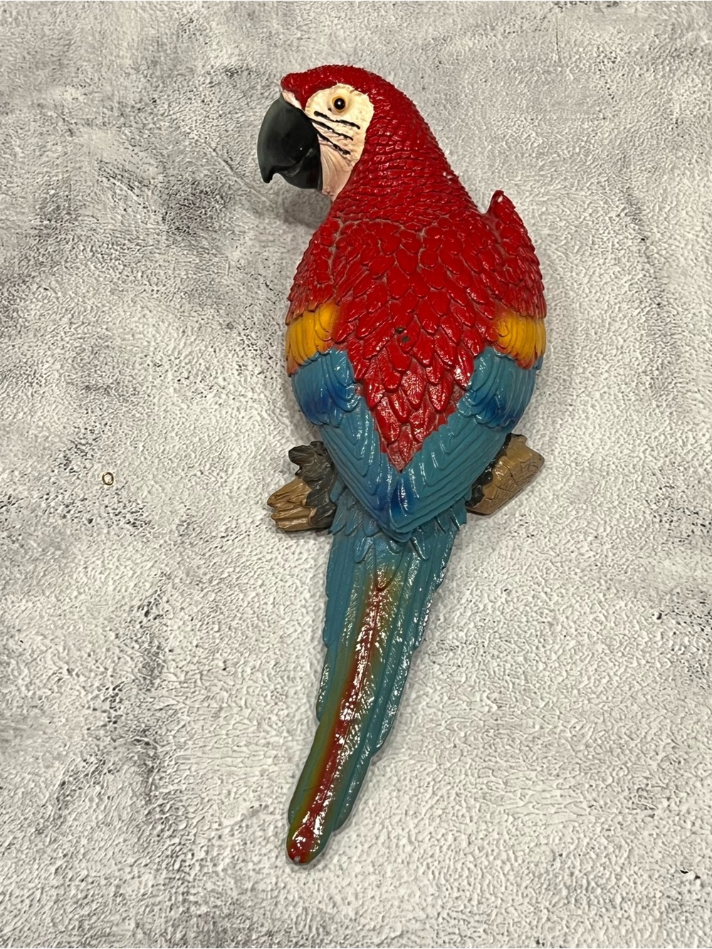 Hand Painted Parrot Wall Hanging Sculpture 3D Lifelike Tropical Macaw
